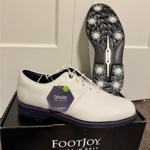 FootJoy Premiere Men's White and Navy Golf Shoes Pink Accents Spiked 54543 NEW